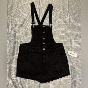 NWT PacSun Charcoal Gray Distressed Button down Shortalls size 26
